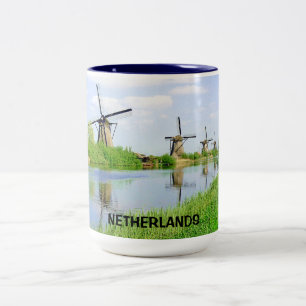 KINDERDIJK NEDERLÄNDERNA Två-Tonad MUGG