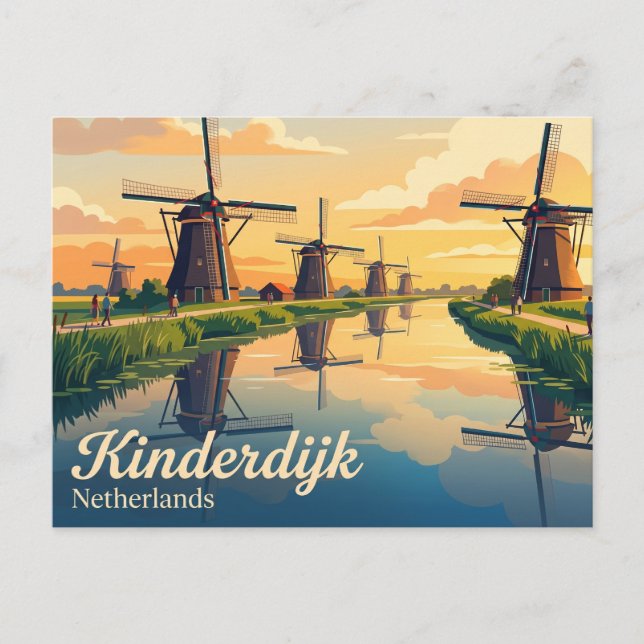 Kinderdijk Nederländerna Vykort (Framsida)