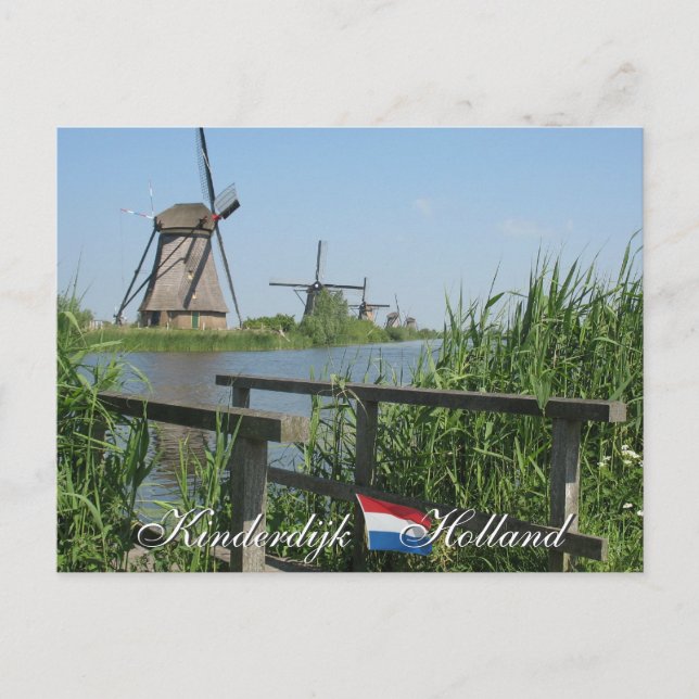 Kinderdijk Windmills Holland Postcard Vykort (Framsida)