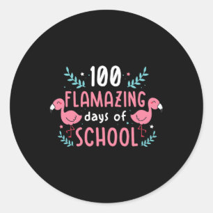 Kindergarten 100 dagars skolflamingo-lärare K Runt Klistermärke