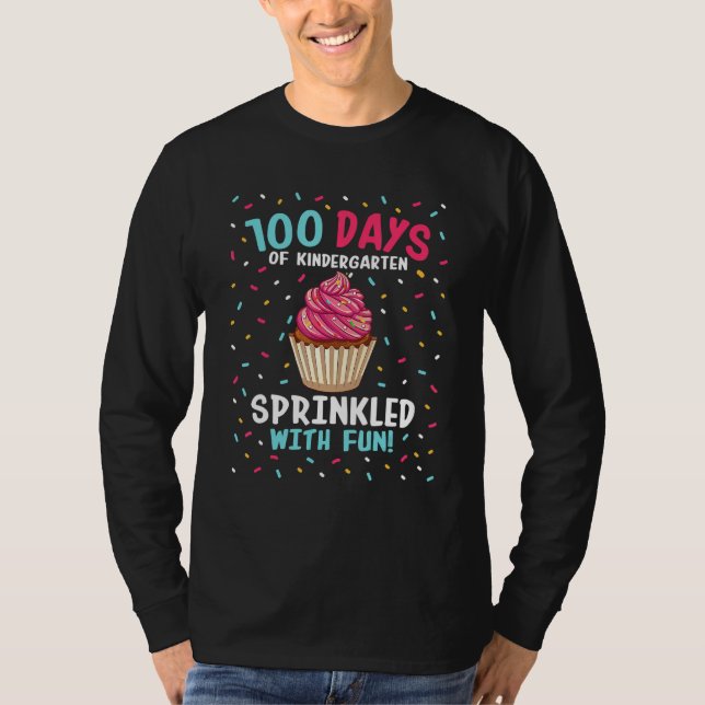 Kindergarten 100 Days Of School Girls Sprinkled Fu T Shirt (Framsida)
