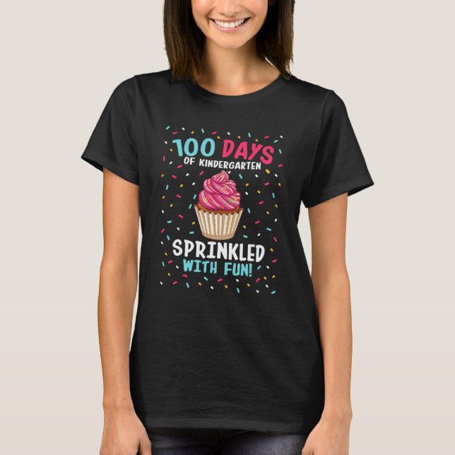 Kindergarten 100 Days Of School Girls Sprinkled Fu T Shirt (Framsida)