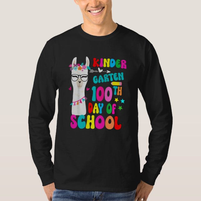 Kindergarten 100 Days Smarter No Prob Llama Teache T Shirt (Framsida)