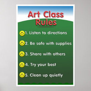 Kindergarten art class regler poster