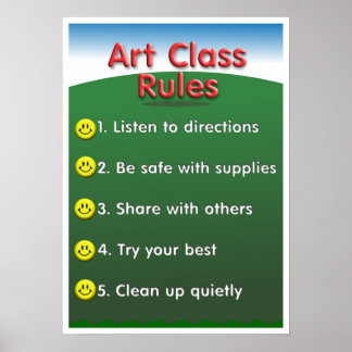 Kindergarten art class regler poster