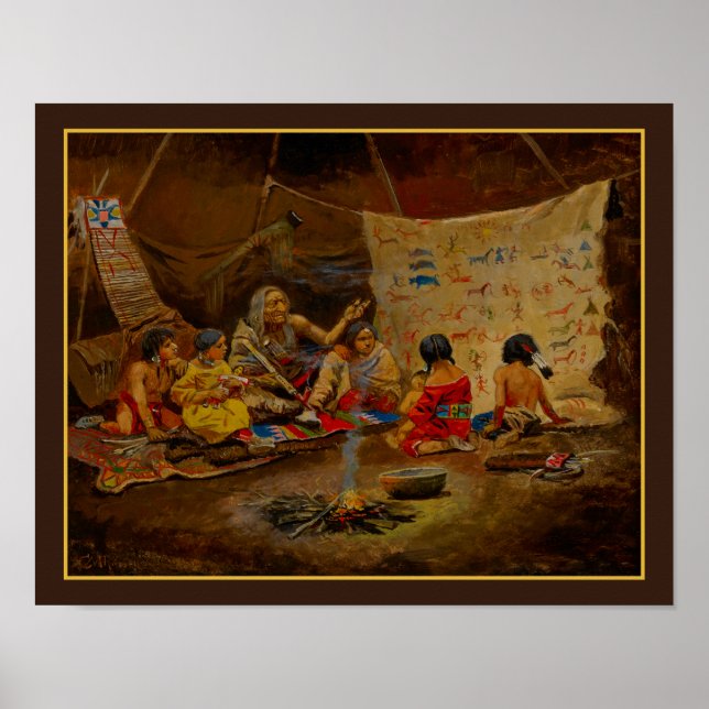 "Kindergarten" av Charles Marion Russell 1900 Poster (Framsidan)