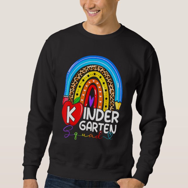 Kindergarten Boho Rainbow Teacher Team Kinder Squa Lång Ärmad Tröja (Framsida)