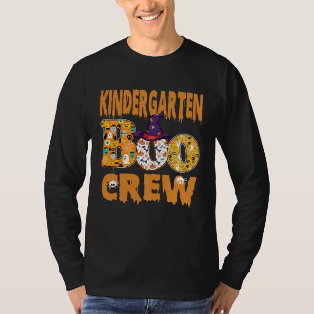 Kindergarten Boo Crew Teacher Halloween T Shirt (Framsida)