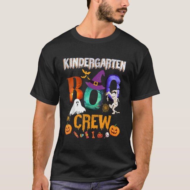 Kindergarten Boo Crew Teacher Student Halloween T Shirt (Framsida)