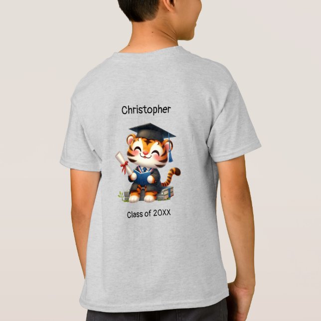 Kindergarten Boy Student Namn Cute Tiger T Shirt (Baksida)