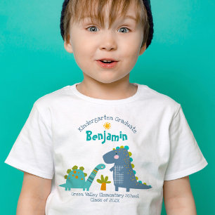 Kindergarten Boy Studenten Dinosaur eget namn T Shirt
