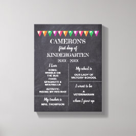 Kindergarten Chalkboard första dag om mitt tecken Canvastryck