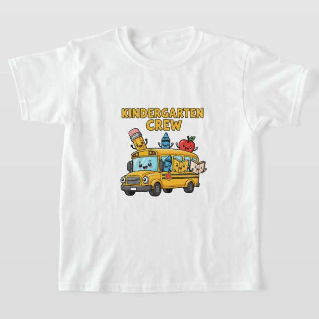 Kindergarten Crew | Cute Back to school Buss T Shirt (Laydown)