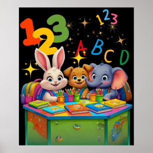 Kindergarten Cuties - ABC Animal Friends Poster