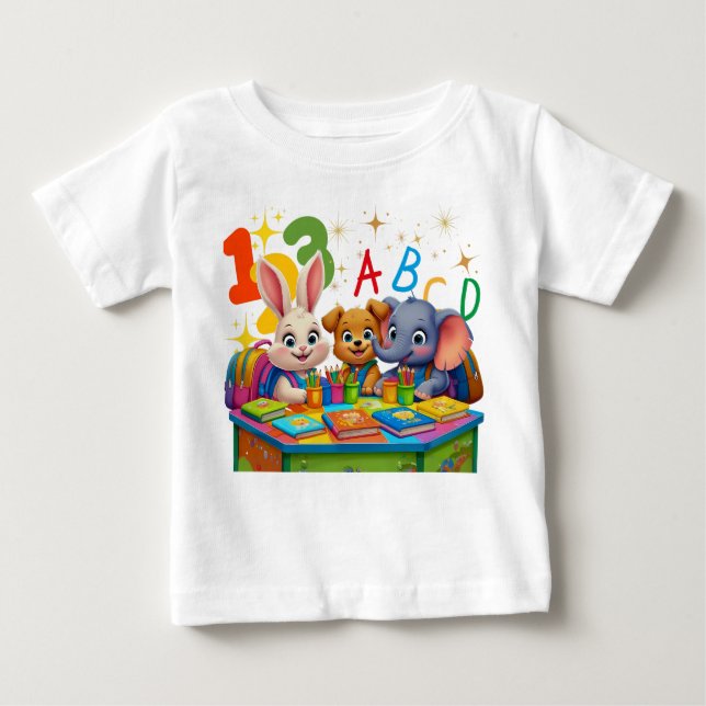 Kindergarten Cuties - ABC Animal Friends Småbarn T Shirt (Framsida)