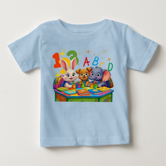 Kindergarten Cuties - ABC Animal Friends Småbarn T Shirt (Framsida)