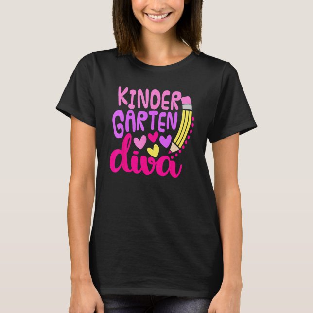 Kindergarten Diva Girls First Day Of Kindergarten T Shirt (Framsida)