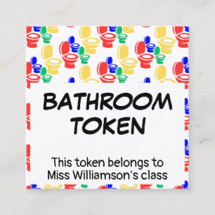 Kindergarten Elementär BATHROOM TOKEN-kort Fyrkantigt Visitkort