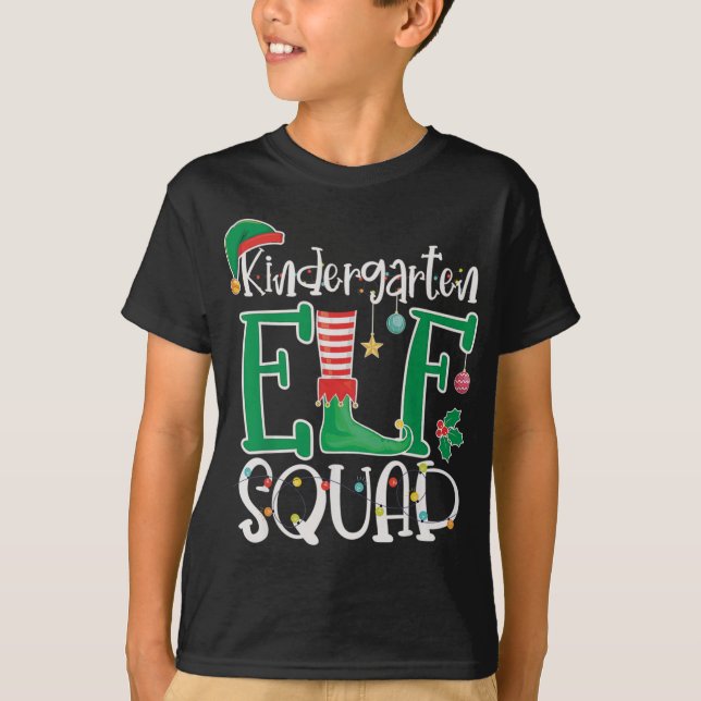 Kindergarten ELF Squad Funny jul ELF Kids Te T Shirt (Framsida)