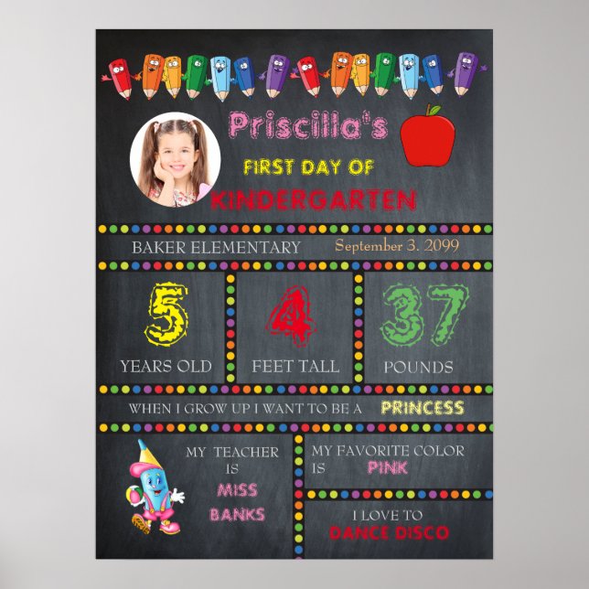 Kindergarten-flicka, skyltskylt,foto poster (Framsidan)
