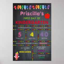 Kindergarten GIRL, första dagen,Liten Storlek,Kalk Poster