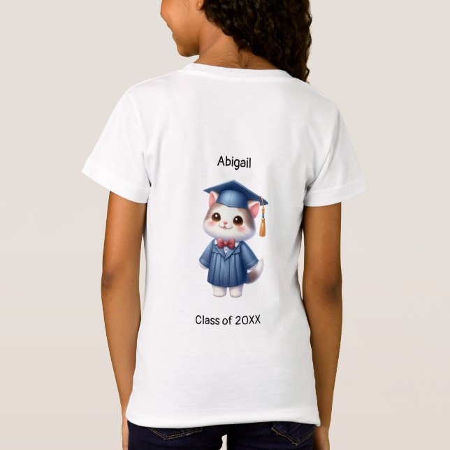 Kindergarten Girl Student Namn Cute Cat T Shirt (Baksida)