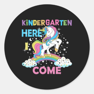 Kindergarten här i Kom School Kindergarten Girl Runt Klistermärke