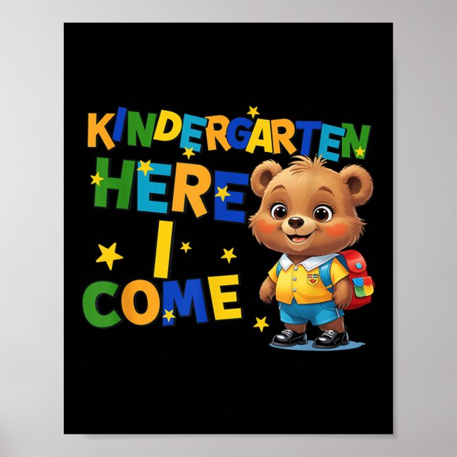 Kindergarten Here I Come, Back To School Baby Bear Poster (Framsidan)