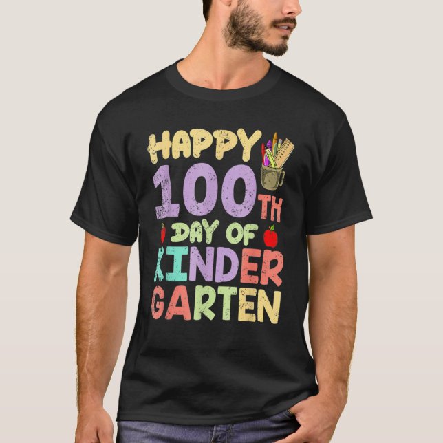 Kindergarten Kids 100 dagar Lycklig 100 dagar i Sc T Shirt (Framsida)