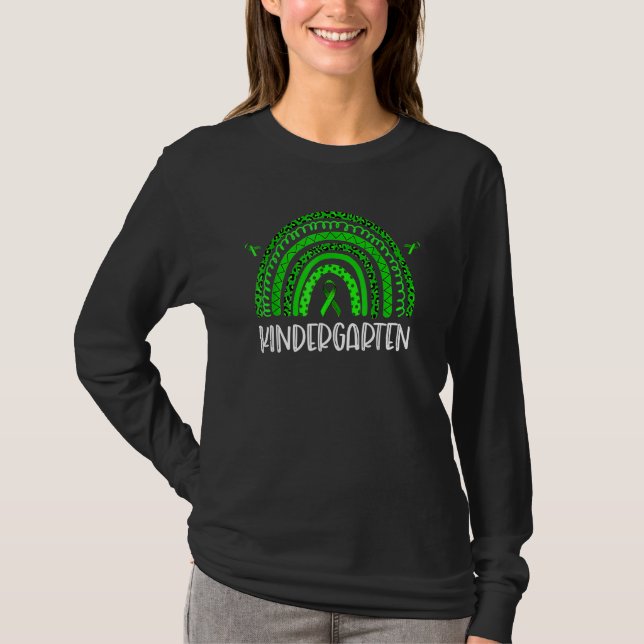 Kindergarten Klass Grönt Leopard Rainbow Kids Teac T Shirt (Framsida)