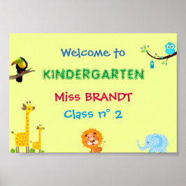Kindergarten-klass, klassrumssymbol och lärare poster