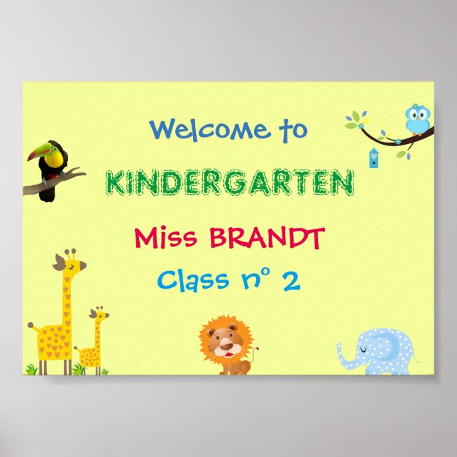 Kindergarten-klass, klassrumssymbol och lärare poster (Framsidan)