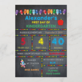 Kindergarten-kort, första dagen, BOY,Chalkboard Meddelande