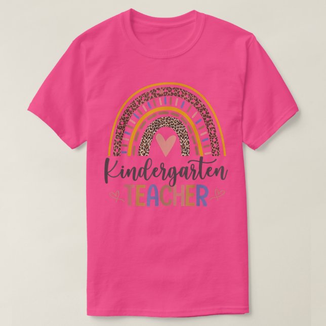 Kindergarten Lacher Leopard Boho Rainbow tillbaka  T Shirt (Design framsida)