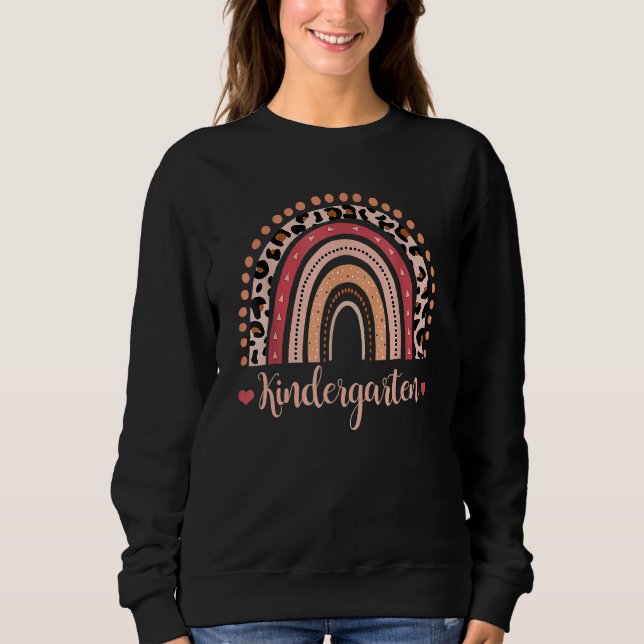 Kindergarten Lacher Leopard Rainbow Första dagen a T Shirt (Framsida)