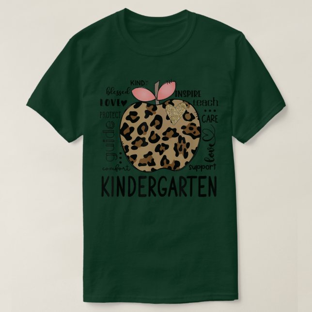 Kindergarten Leopard Apple Teacher Apprecision Gi T Shirt (Design framsida)