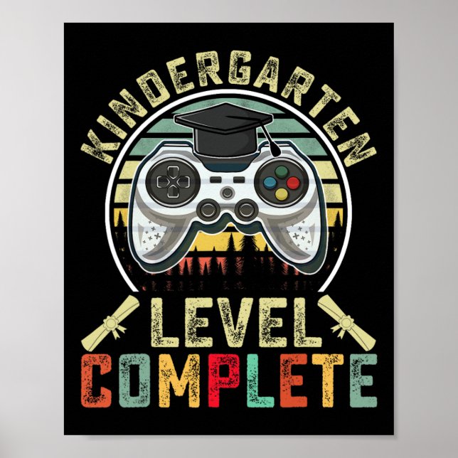 Kindergarten Level Complete Gamer School Graduatio Poster (Framsidan)