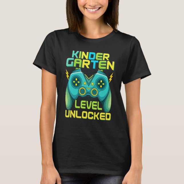 Kindergarten Level UnLocker Gamer Back to school B T Shirt (Framsida)