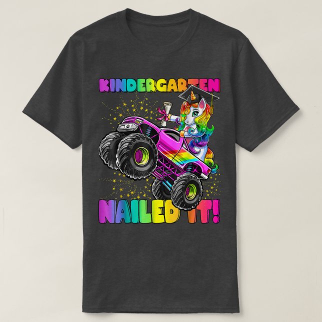 Kindergarten Nailände Unicorn Monster Lastbil Grad T Shirt (Design framsida)