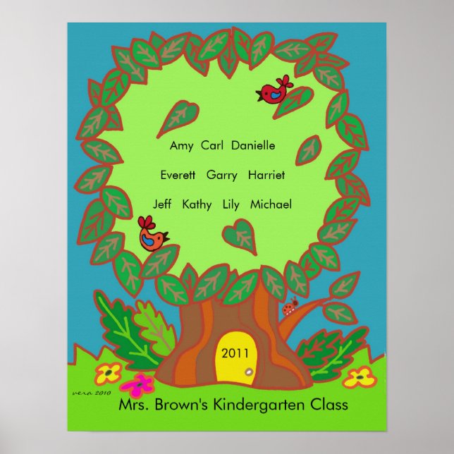 Kindergarten Namn Träd av Vera Trembach Poster (Framsidan)