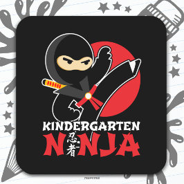 Kindergarten Ninja Kick First Day Back to school Fyrkantigt Klistermärke