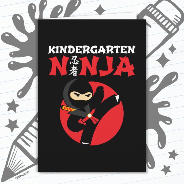 Kindergarten Ninja Kick First Day Back to school Kort (Skapare uppladdad)