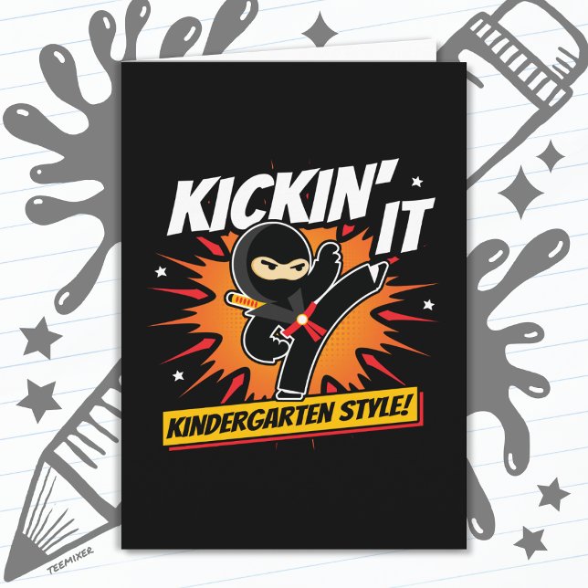 Kindergarten Ninja Kick First Day Back to school Kort (Skapare uppladdad)