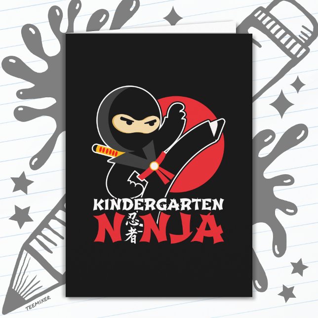 Kindergarten Ninja Kick First Day Back to school Kort (Skapare uppladdad)