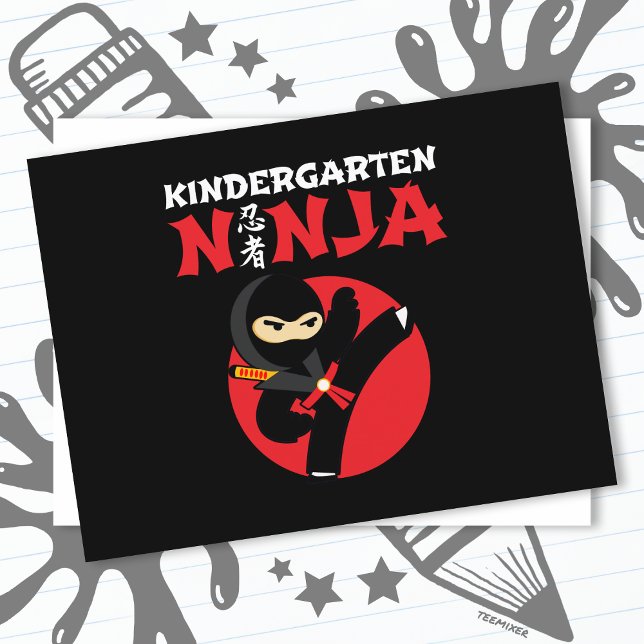 Kindergarten Ninja Kick First Day Back to school Vykort (Skapare uppladdad)