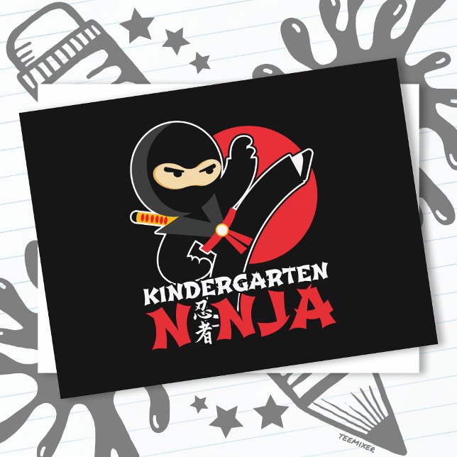 Kindergarten Ninja Kick First Day Back to school Vykort (Skapare uppladdad)