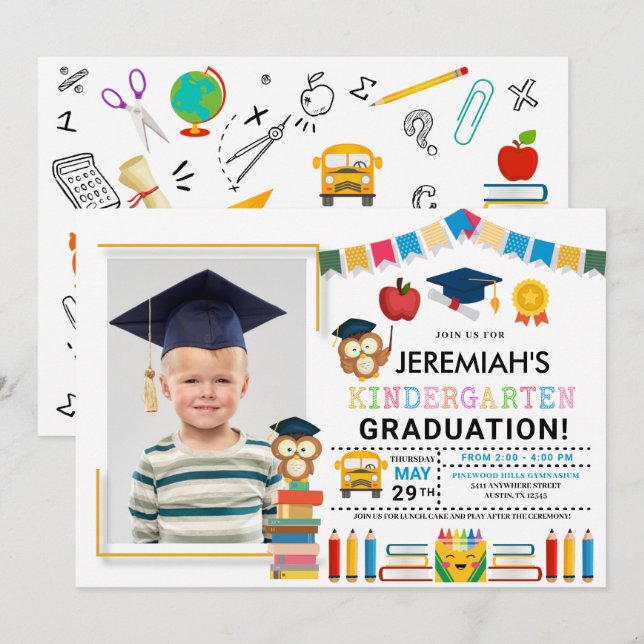 Kindergarten Photo Studenten-inbjudan Inbjudningar (Fram/baksida)