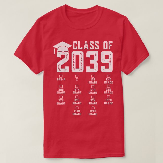 Kindergarten Pre-k Graduation Class Of 2039 Grow W T Shirt (Design framsida)
