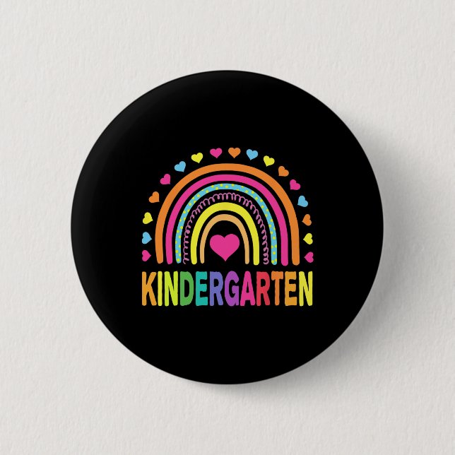 Kindergarten Rainbow Girls Boys Teacher Team Kinde Knapp (Framsida)