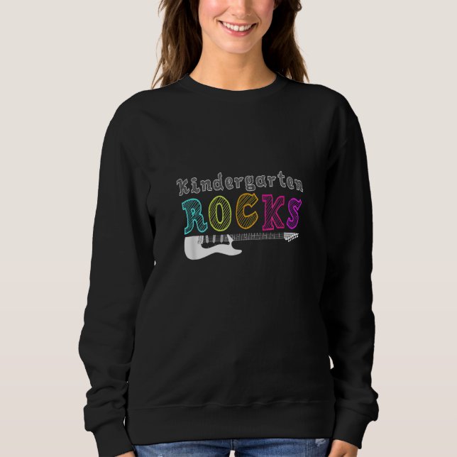 Kindergarten Rocks With Guitar Back To School Stud T Shirt (Framsida)